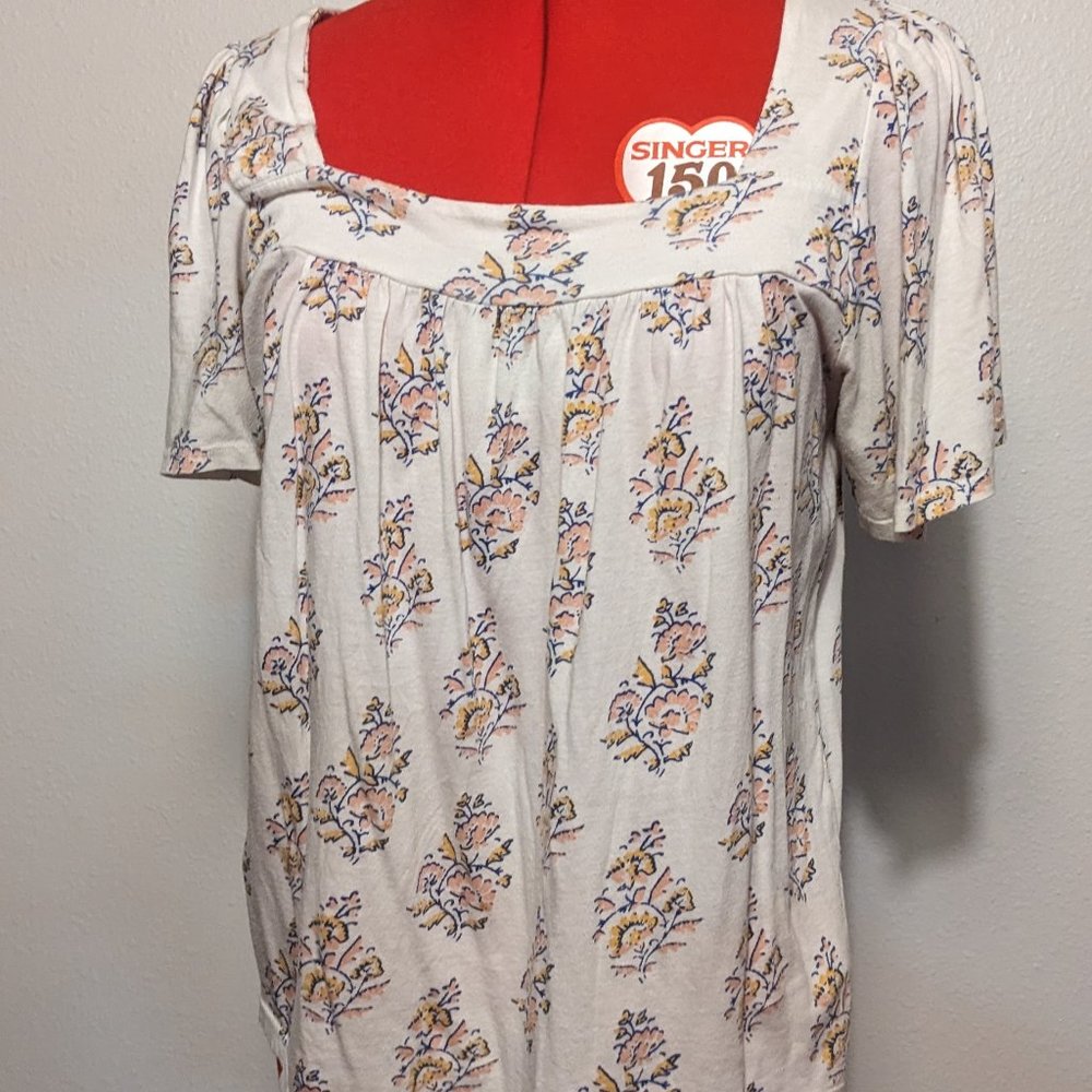 Lucky White Floral Flowy Peasant Shirt Women's Medium